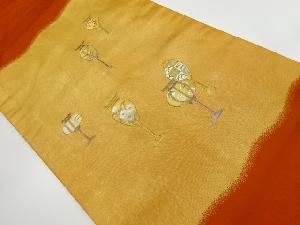 リサイクル　行灯に草花模様刺繍名古屋帯